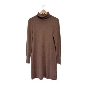 Lusso Cashmere Brown Turtleneck Sweater Dress 100% Cashmere NFC5028SF‎ Mens M